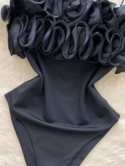 SINGREINY Summer Streetwear Sheath Open crotch Bodysuits Sleeveless Backless Short Rompers Women Solid 3D Flowers Sexy Playsuits