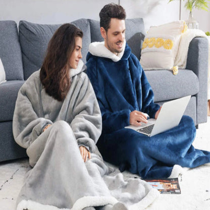 180cm Super Long Flannel Blanket Pyjamas with Sleeves Winter Hoodies Sweatshirt Women Men Pullover Fleece Giant Oversized Outdoo - Badiee Stylez