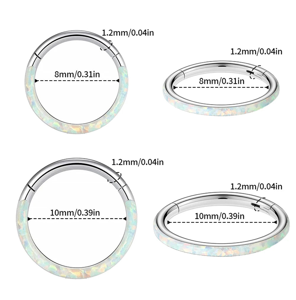 New Titanium Septum Piercing Nose Ring 8-10mm Opal Hinged Segment Clicker Ear Cartilage Earrings Helix Lip Piercing Body Jewelry
