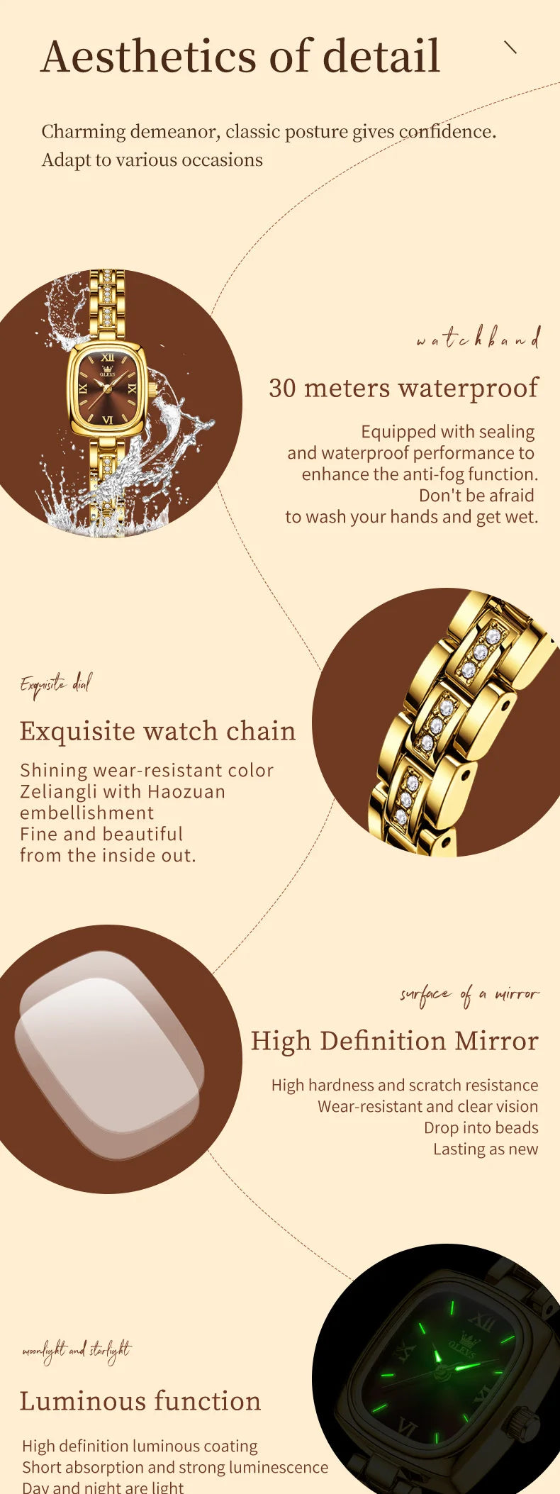 OLEVS 3695 Women Watches Tonneau Quartz Watch Waterproof Luminous Ladies Watch For Woman Luxury Fashion Original Elegant New