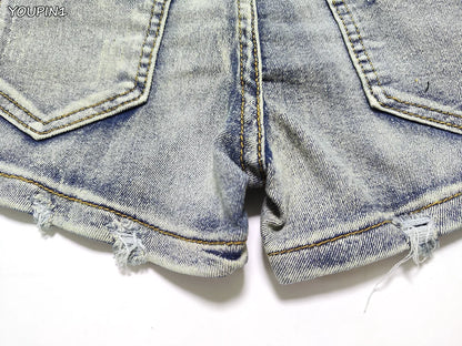 Sexy Low Rise Denim Super Shorts Women's Summer Elastic Slim Skinny Rivet Vintage Blue Short Jeans Y2k Versatile Pants