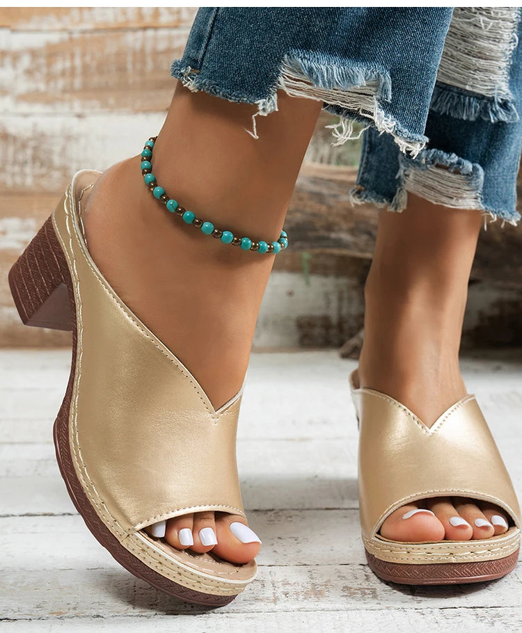 Women's Sandals Summer 2025 Heels Sandalias Mujer Peep Toe Woman ShoesCSummer Footwear Women Heeled Slippers Luxury Heeled Shoes