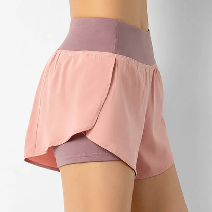 Sport Shorts Women Sportswear Double-deck Running Shorts Yoga Bottoms Summer Gym Fitness Training Jogging Short Pants Pink