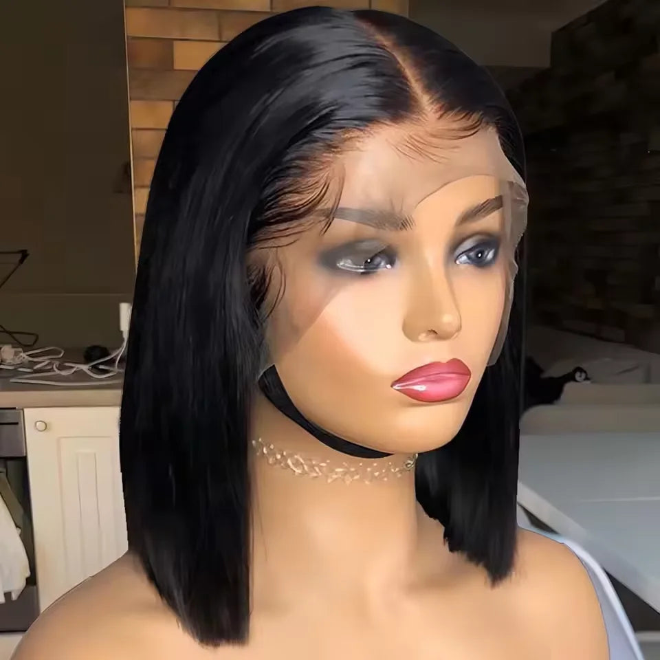Bone Straight Bob Wig Human Hair 13x4 Lace Wigs Transparent Lace Human Hair Short Wig Pre Plucked 200% Density For Women Badiee Stylez