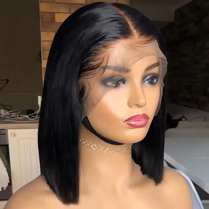 Bone Straight Bob Wig Human Hair 13x4 Lace Wigs Transparent Lace Human Hair Short Wig Pre Plucked 200% Density For Women Badiee Stylez
