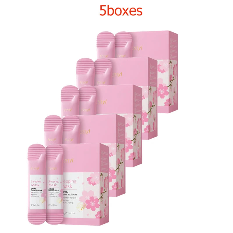 100pcs Sakura Moisturizing Sleeping Masks Travel Night Cream Facial Nourishing Improve Roughness & Dryness Skin Care Products with box