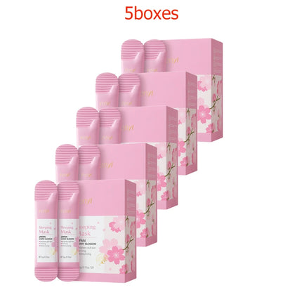 100pcs Sakura Moisturizing Sleeping Masks Travel Night Cream Facial Nourishing Improve Roughness & Dryness Skin Care Products with box