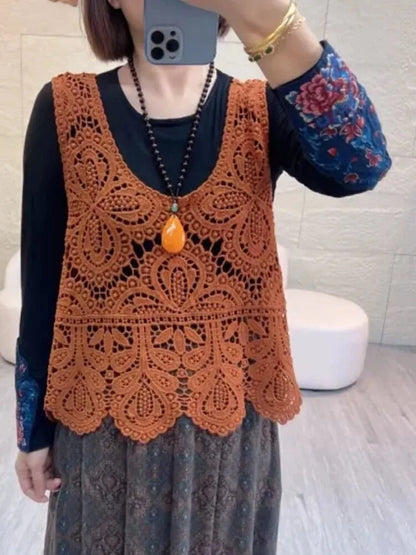 Thin T shirt Women Clothing Casual Vintage Streetwear Tops Coat Summer Spring Autumn Sleeveless Harajuku Clothes Women Vest A-Orange One Size