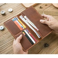 Vintage Genuine leather wallet Men leather long wallet men purse clutch bag male money clips zip around money bag card holder