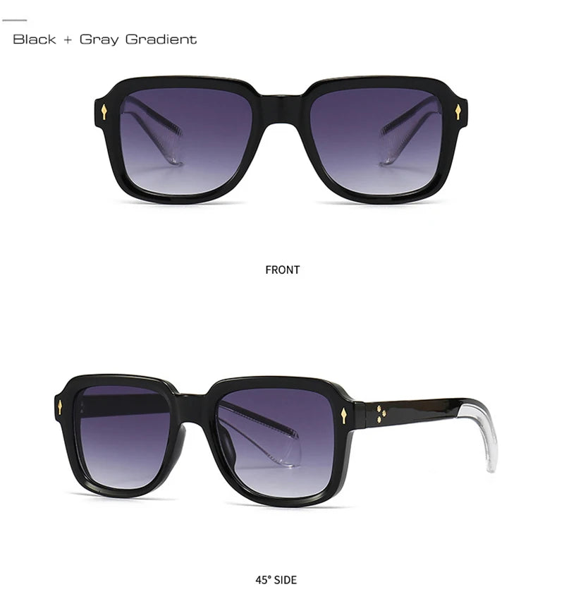 SHAUNA Fashion Sunglasses Women Square Gradient Shades UV400 Retro Rivets Men Sun Glasses