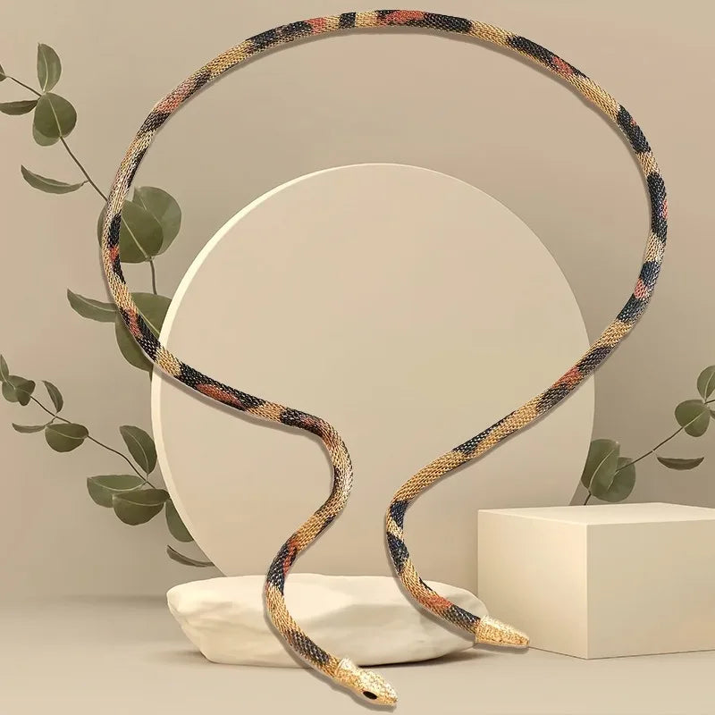 Snake Creative Jewelry Personalized Hot Iron Flexible Twisted Jewelry Bendable Snake Head Pendants Girl Women's Necklace Badiee Stylez