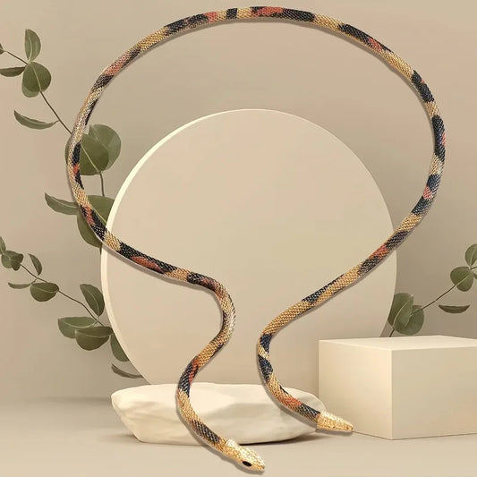 Snake Creative Jewelry Personalized Hot Iron Flexible Twisted Jewelry Bendable Snake Head Pendants Girl Women's Necklace Badiee Stylez