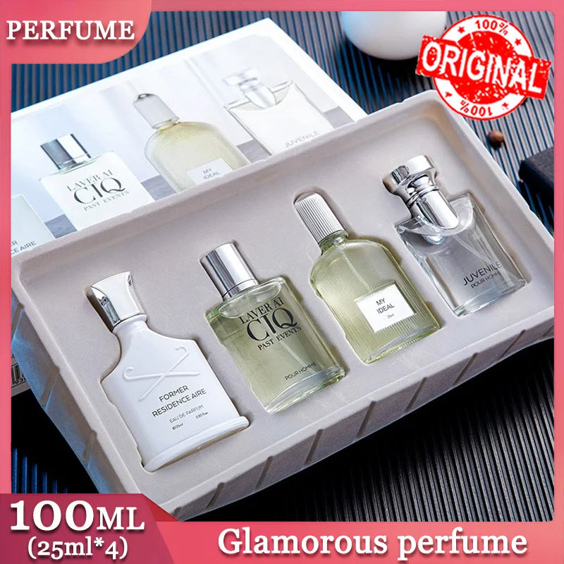 100ml Silver Mountain Water Scent Four PieceSet Lasting Fragrance Men Perfume Gift Box Brand Luxury Refreshing Light Men Perfume Badiee Stylez