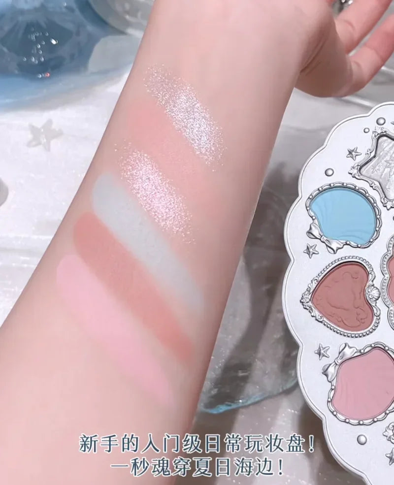 FlowerKnows Shell's Jewel Series Eyeshadow Palette 6Color Matte Shimmer Glitter Eye Makeup Embossing Cosmetics Beauty Eye Shadow