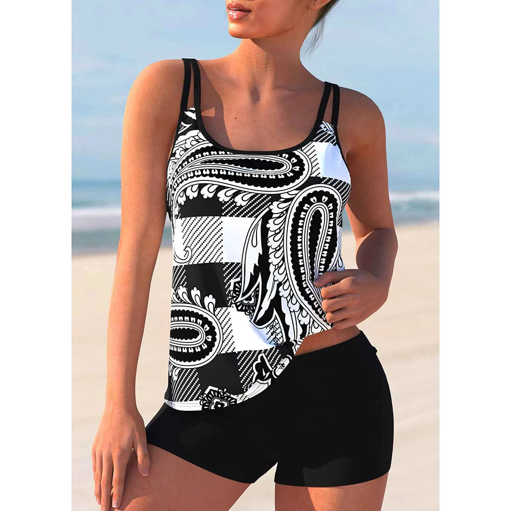 2024 Women's Sexy New Swimsuits Plus Size Printed Beachwear Summer Beach Ladies Casual Fashion Tankini Swim Wear