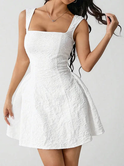 Women's Dresses Summer Streetwear Fashion New Tank Sleeve A-Line Dress Solid Sexy Club Party Female Backless Dresses Clothing