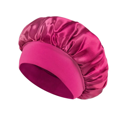 Women Satin Bonnet Hair Bonnet for Sleeping Hair Care Silk Bonnets Solid Wide-brimmed Sleeping Hat with Elastic Soft Band Badiee Stylez