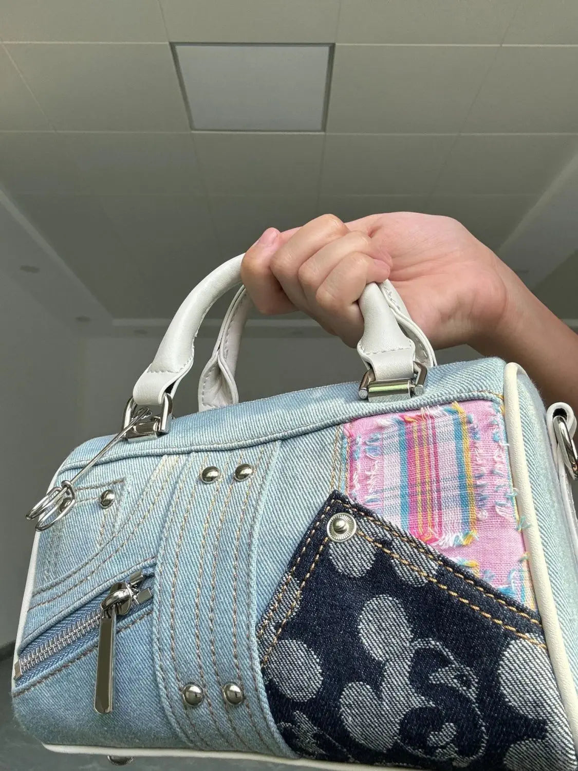 JIAERDI Retro Denim Messenger Bag Purse Women Vintage Patchwork Handle Y2k Bowling Bag Ladies Hot Girls Crossbody Hand Bags New