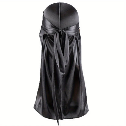 Men's Silk Durag Bonnet Bandana Silky Du Rag Doo Rag Long Tail Waves Cap
