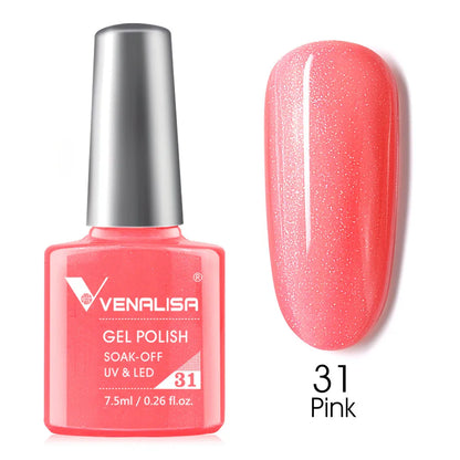 VENALISA Nail Gel Polish 7.5ml Super Glossy Glitter Gellack Great Coverage Soak Off UV LED Semi Permanent Beauty Nail Manicure 31