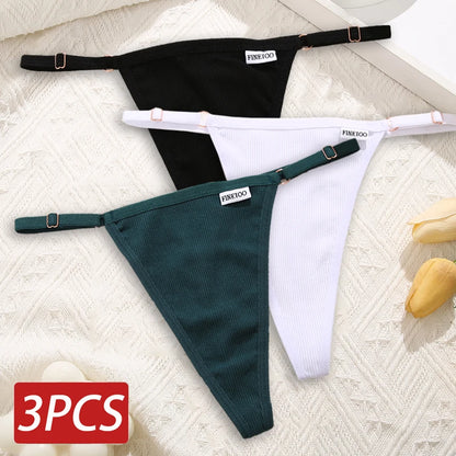 Cotton Sexy Thongs Adjustable Women's Panties Soft Panties Low Waist Seamless Thongs Woman Lingerie Tangas Mujer S-XL FINETOO Set 7 Set