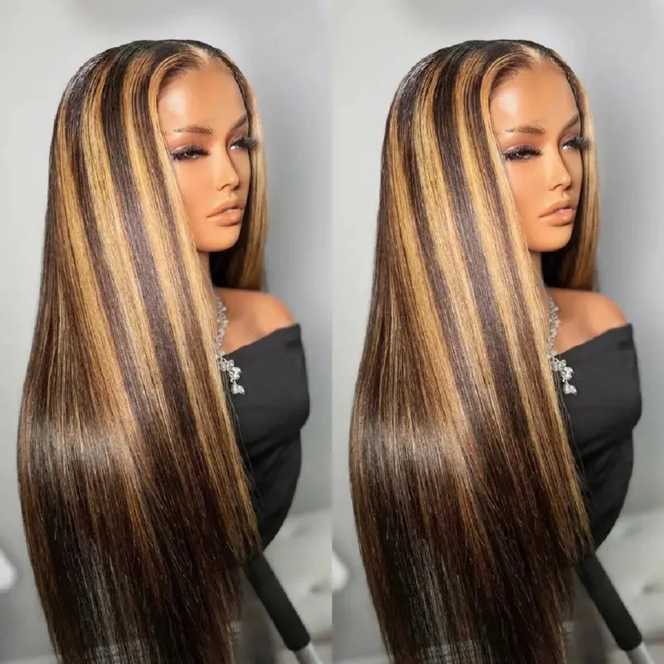 Hd Highlight Straight 13x4 Lace Front Wigs Human Hair Preplucked 360 Full Lace Wig Honey Blonde Colored 13x6 Lace Frontal Wigs
