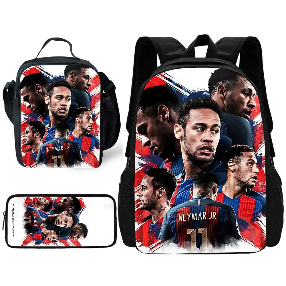Game Football Child School Backpack with Lunch Bags ,Pencil Bags ,N-NeymarS School Bags for Boys Girls Best Gift TZ-213HJJ06A1