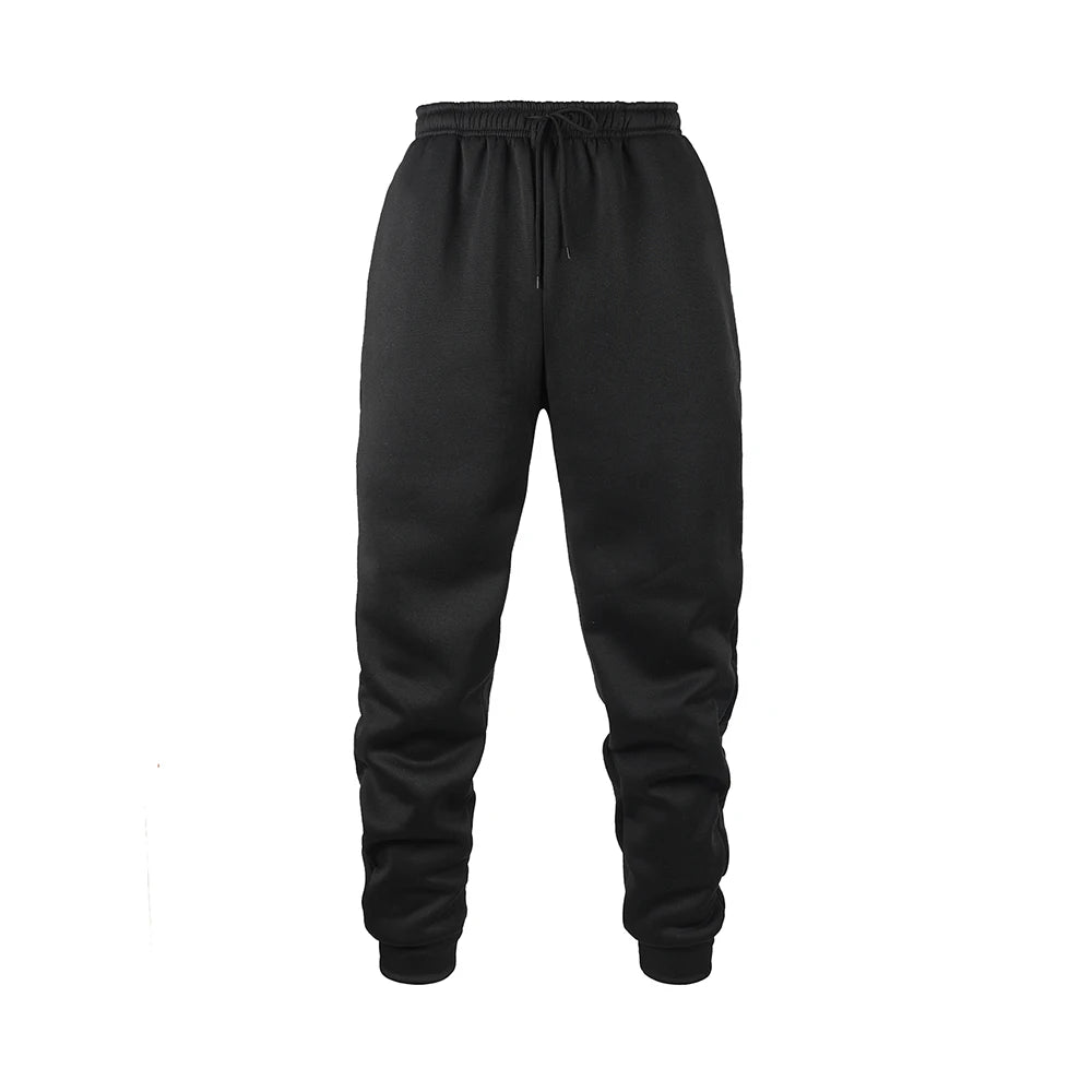 Mens Jogging Sports Pants Autumn Winter Sweatpants Men Sports Gym Trousers Fashion Solid Color Casual Workout Long Pants black