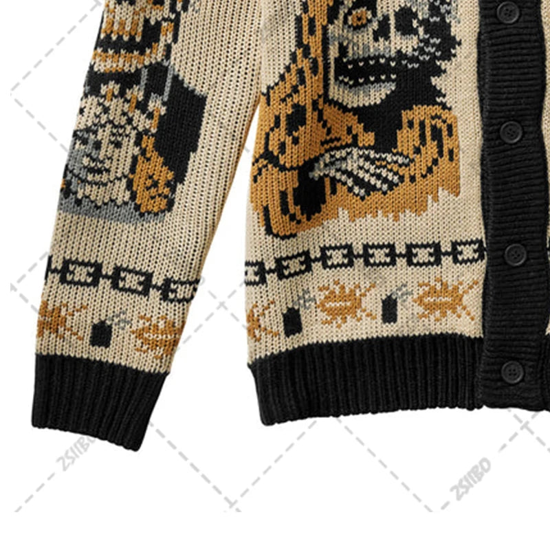 Fall/Winter y2k Portrait Printed Harajuku Sweater Fashion Men and Women Long Sleeves Coat Warm Gothic Ghost Pattern Sweaters