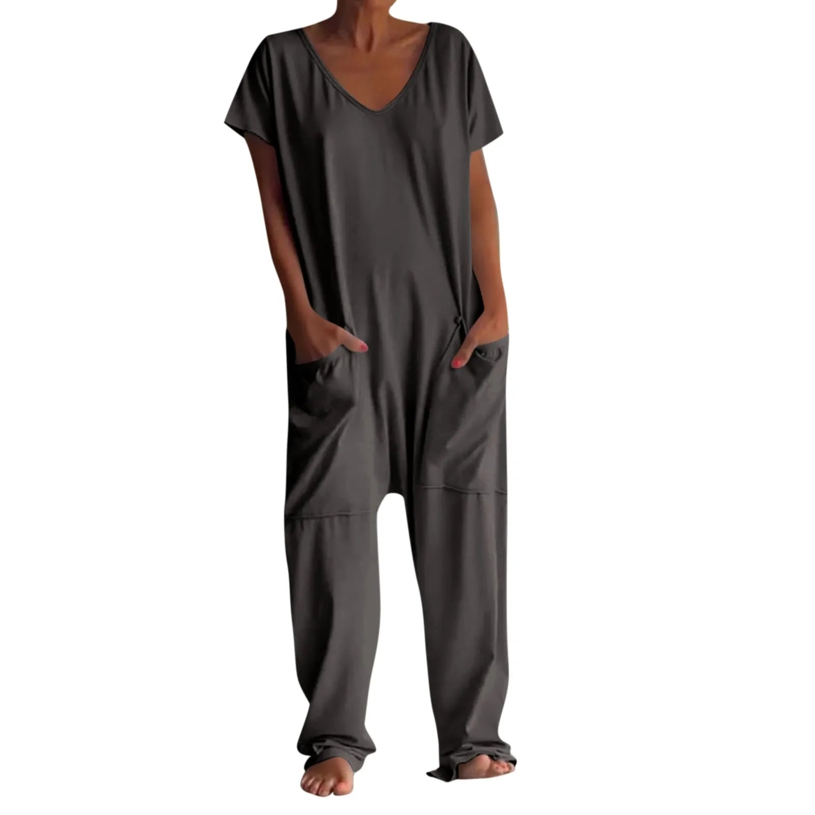 jumpsuit women Fashion Casual Short Sleeve Jumpsuits Loose and comfortable Pullover bodysuit With Pockets trend monos largos Badiee Stylez