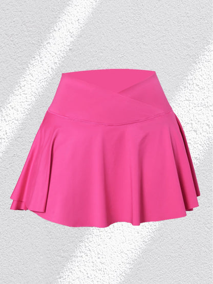 3Pack Dopamine Pockets Tennis Skirts for Women Fitness Skinny Pleated Skirt Outdoors Corset Pockets Shorts High V Waist Red1PCS