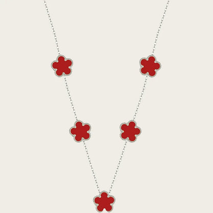 Stainless Steel Sets Earrings Necklace Bracelet Christmas Birthday Gifts Gold Plated Women's Double Sided Flower Elegant Fashion