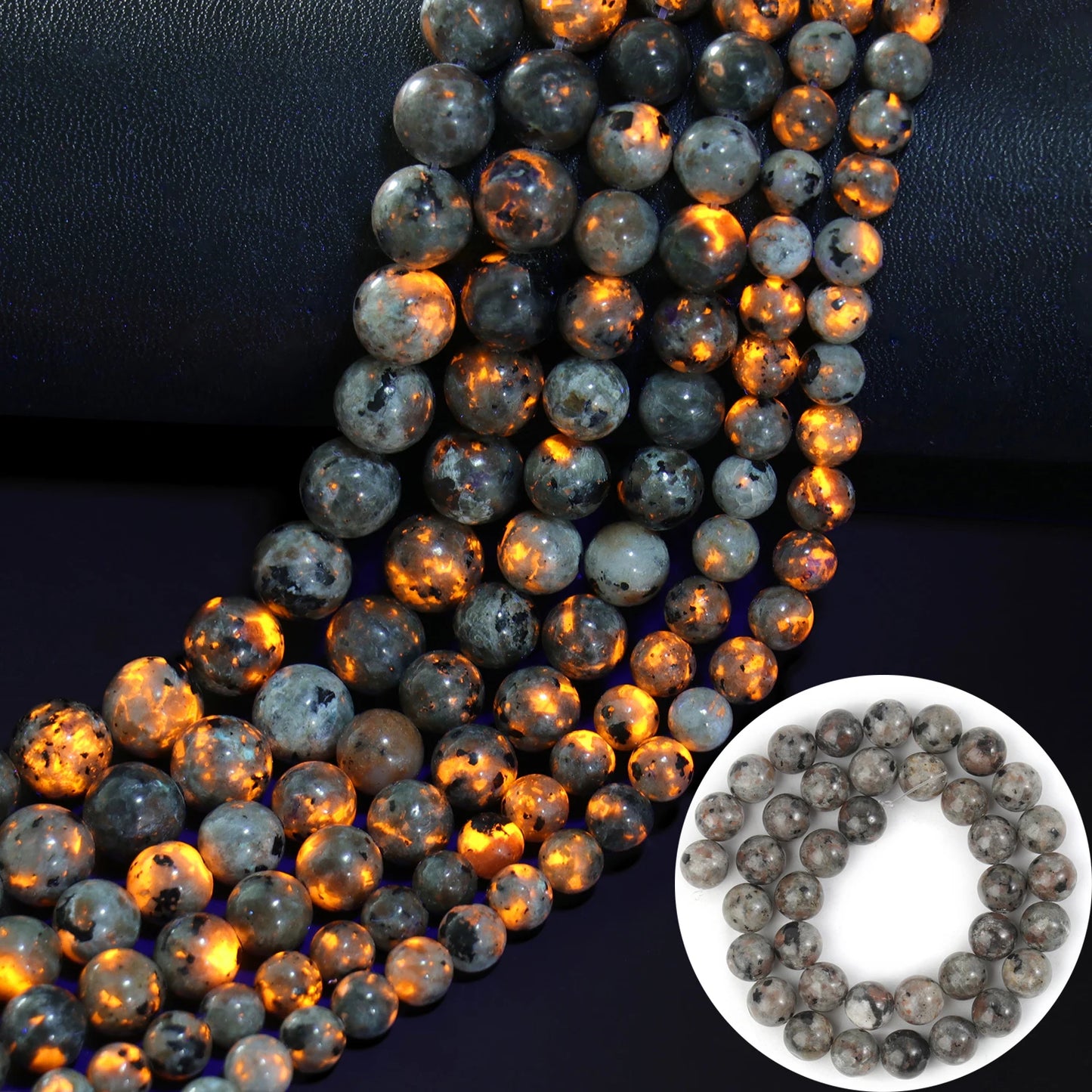 4-12mm AA Yooperlite Natural Flame Stone Beads Round Spacer Beads For Jewelry Making Supplies Diy Charms Bracelets Accessories Grey