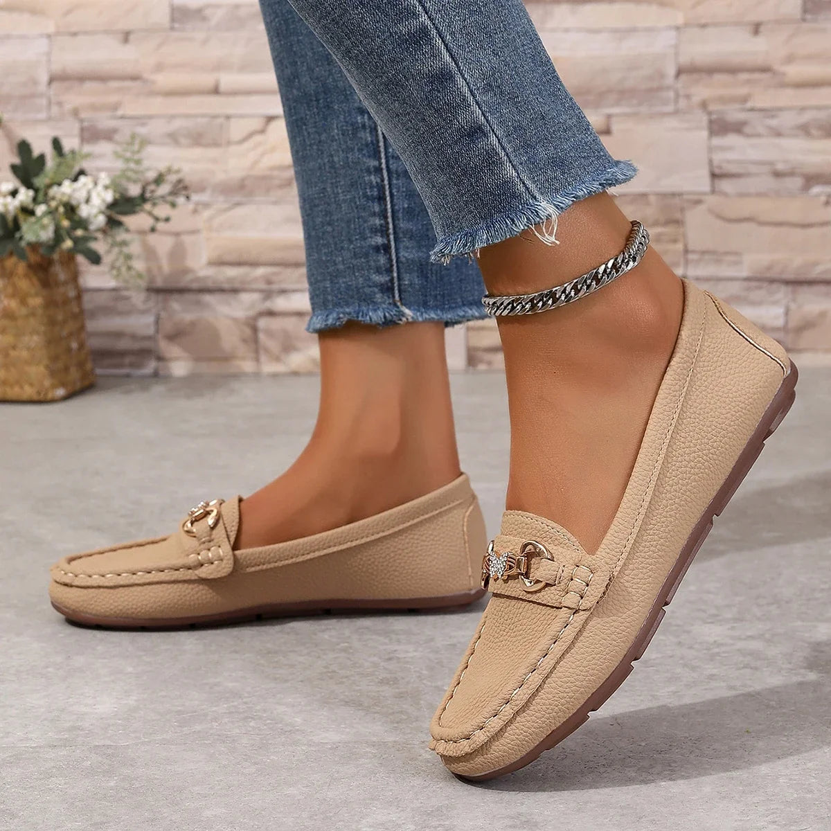 Women's Casual Slip on Mary Jane Shoes 2025 Spring Autumn New Fashion Round Toe Solid Soft Sole Flat Loafers Zapatos De Mujer