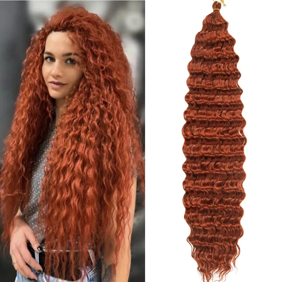 Synthetic Curly Braiding Hair 30 Inch Ocean Wave Crochet Hair for Black Women Long Deep Wave Wet and Wavy Braiding Hair Badiee Stylez