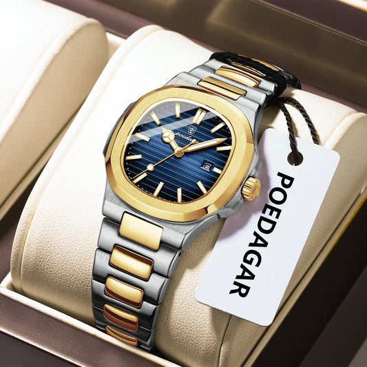 POEDAGAR Trendy Women's Watches Waterproof Luminous Date Ladies Wristwatch Stainless Steel Quartz Fashion Watch For Woman Reloj