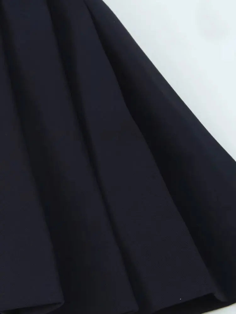 TRZA-Pleated Mini Dress with Side Loops for Women, Halter Neck, Back Zipper, Female Dresses, Chic Fashion Badiee Stylez