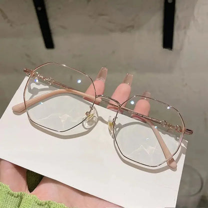 Hot Sale Rose Gold Square Glasses High Quality Anti-Blue Light Flat Glasses HD Durable Transparent Lens Eyewear Fast Shipping