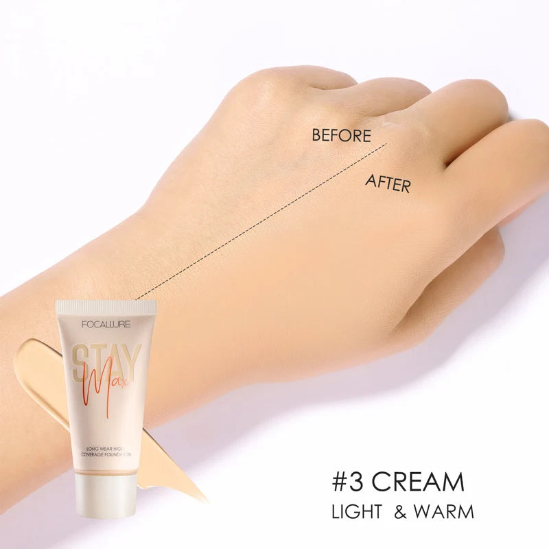 Wholesale FOCALLURE Waterproof Liquid Foundation Cream Full Coverage Oil-control Long-lasting Face Concealer Base Cosmetics 03 Cream