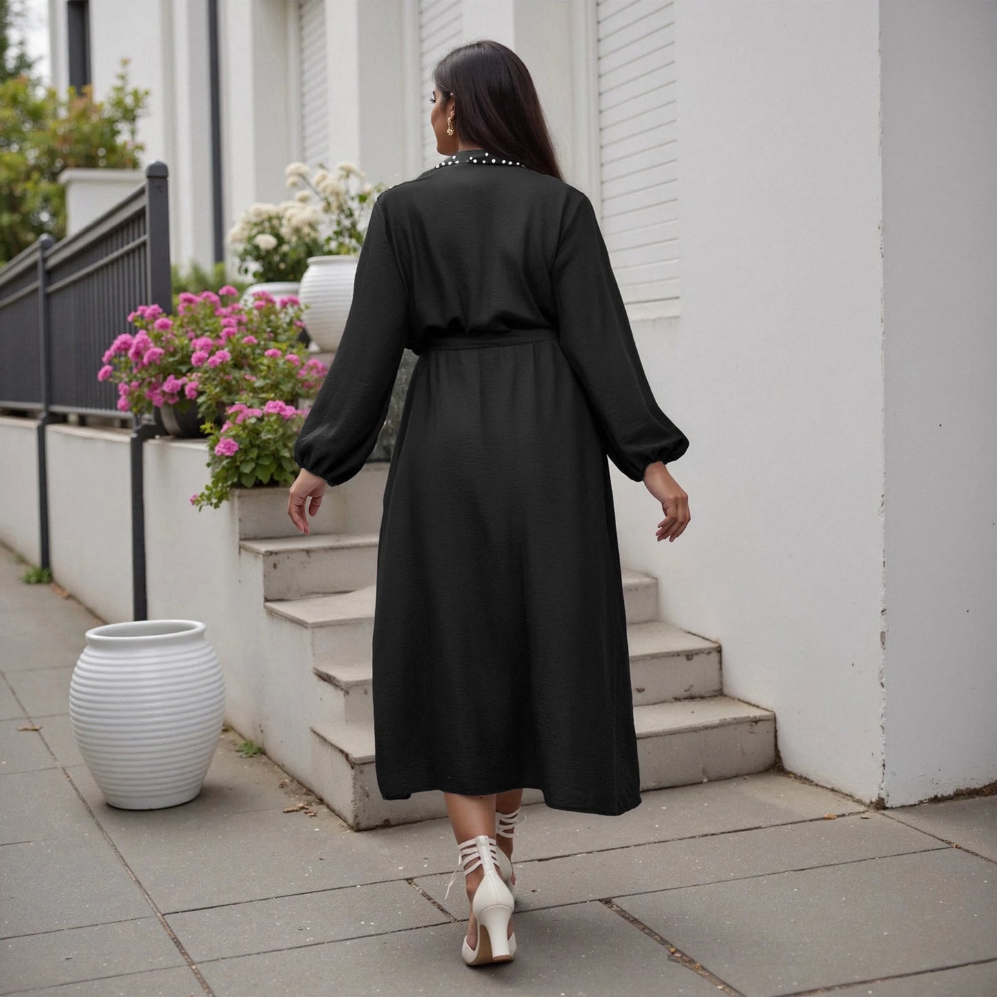 Elegant Plus Size Maxi Dress with Ruffle Sleeves and Floral Print Perfect for Parties Weddings and Special Occasions