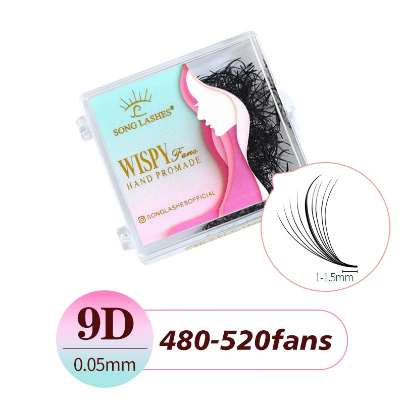 SONG LASHES High quality Professional Premade Lashes 5D 9D Wispy Lashes eyelashes extensions 9D 0.05 C 500fans