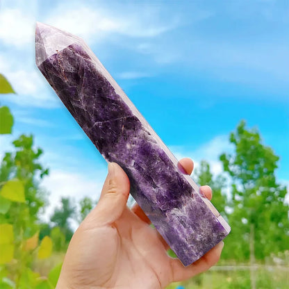 15cm Natural Amethyst Single Pointed Hexagonal Prism Crystal Wand Big Size Lapis Lazuili Tower Home Decoration Labradorite Craft Amethyst