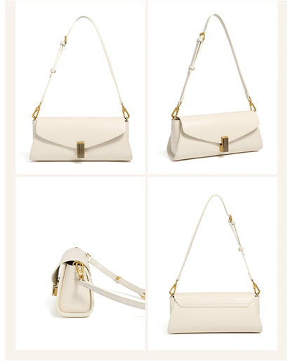 Burminsa Trendy Genuine Leather Underarm Shoulder Bags For Women 2025 Luxury Designer Crossbody Purses Flap Lock Ladies Handbags