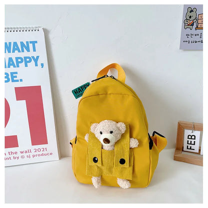 New Kids Cartoon Personalized Name Backpack Cute Baby Backpack Custom Embroidered Name Kindergarten Book Bag Outgoing Snackbags Yellow
