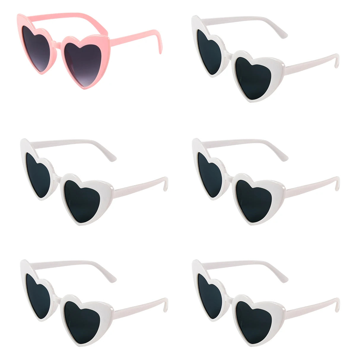 6pcs Bachelorette Party Sunglasses Wedding Bridal Shower Decoration Pink White Heart Glasses Bridesmaid Gifts Hen Party Supplies 1pink-A 5white