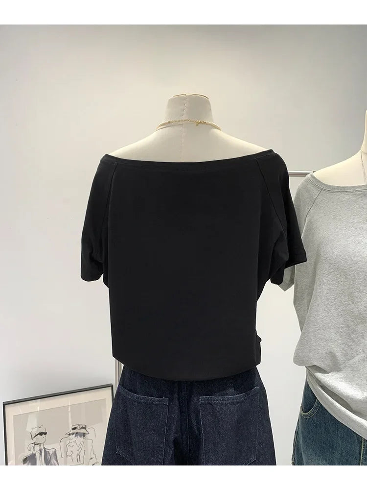 T-shirts Women Solid Simple Summer Casual Cleanfit Short Sleeve All-match Young Girls Streetwear Y2k Top Aesthetic Clothes Ins