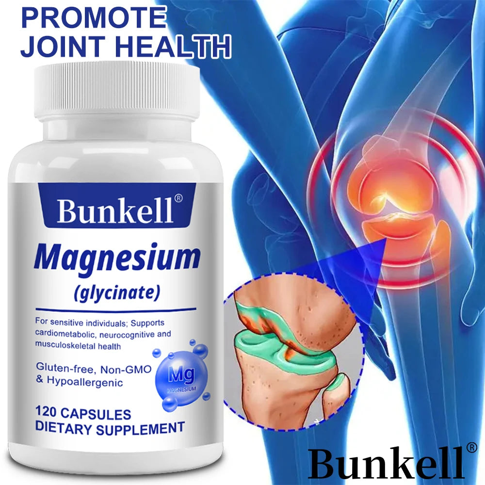 Magnesium Glycinate Supplement - For Muscle, Joint, Nerve Sleep Quality, Anxiety Stress Mood Health,Non-GMO