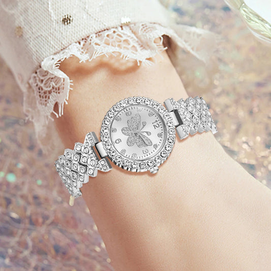 6PCS Luxury Women's Watch Set Trendy Fashion Quartz Watch Bracelet Necklace Earrings Set Suitable for Daily Clothing Matching