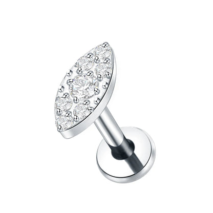 1PC Titanium Zircon Star Flower Labret Piercing for Women Cartilage Tragus Daith Helix Stud Earring Body Jewelry TC041-1 1.2x8mm