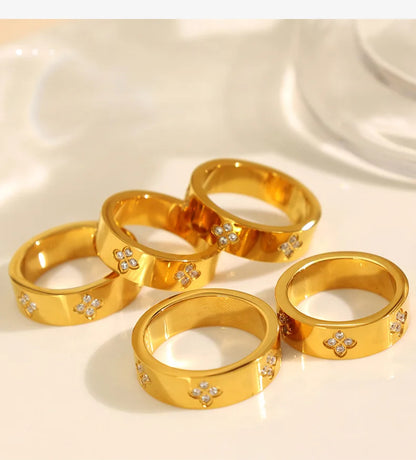 Keen-on Rings Stainless Steel Jewelry Woman Waterproof Water Drill Engagement Classic Retro Trends 2025 Products PVD Plating